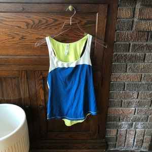 Lululemon tank 8, blue white neon green GUC